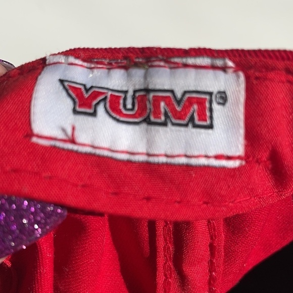 YUM Embroidered Red and Black baseball cap hat. Unisex style One size fits most. - Picture 7 of 11